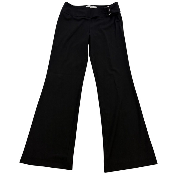 Trina Turk Black Y2K Dress Pants Mid Rise Wide Leg Women's 8 Side‎ Buckle - Picture 1 of 16